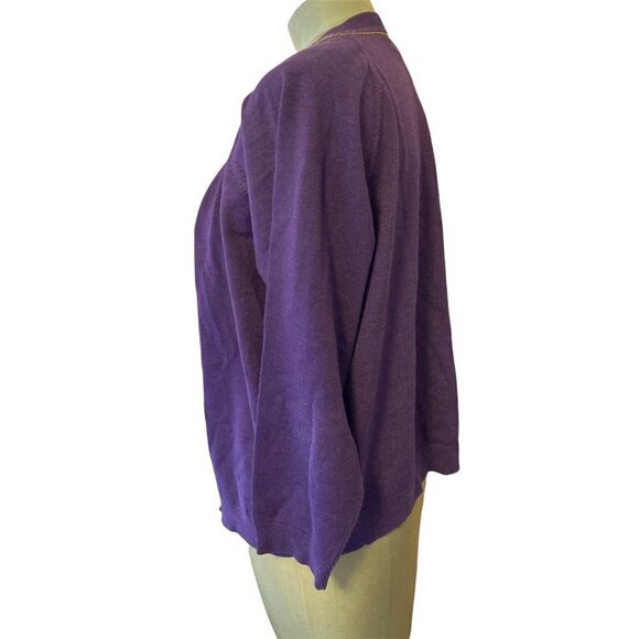 Judith Hart Collection Women's Large Purple Cardigan Jewel Collar Silk Blend - Picture 2 of 9